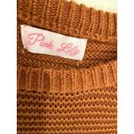 Pink Lily  Striped Knit Sweater Brown Tan Cream Long Sleeve Pullover Size S Photo 2