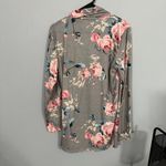 Unbranded Gray Open Front Cardigan Women's Size XL Floral Lightweight Cover Up Photo 5