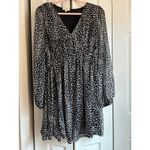 Umgee  Black & White Empire-Waist Dress Size Large  Metallic Sparkle Photo 5