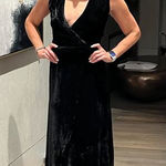 Alice + Olivia Simmons Velvet Black Wrap Dress Silk Maxi Gown Cocktail V-Neck 0 Photo 0