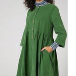 Gorman Olive Green Corduroy Button Down Dress Size 6 3/4 Sleeve Photo 1