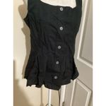 J. Crew Black Button Front Sleeveless Blouse 6 Square Neck Pleated Peplum Top Photo 1