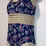 Nicole Miller Trim Torso One Piece Swimsuit Blue Floral Women’s Medium M Photo 3
