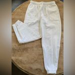 Puma Women’s Sz M Cream/Pink Ideal High- Waist Logo Joggers Photo 4