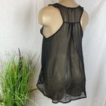 First Love Sheer Metallic Neck Mesh Sleeveless Tank Top S Photo 1