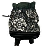 Lucky Brand Leather Suede Black Boho Bohemian Floral Drawstring Backpack Photo 0