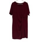 SheIn  Curve 4XL Red Lune Twist Front V Neck Tshirt Dress Office Corporate Work Photo 1