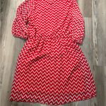 Espresso Red and White Chevron Casual Dress Size M Photo 1