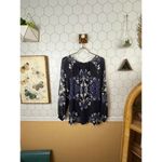 Tory Burch Lisa Silk Blue Floral Sheer Sleeve Blouse - Size - 4 Photo 3