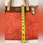 Fossil ‎ Key-Par Coral Quilted Handbag Tote with leather trim double handles Photo 8