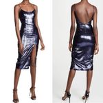 MISHA Avery Sequin Slip Midi Dress With Slit & Low Back In Blue Size 4 Photo 1