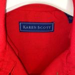 Karen Scott  Red Utility Jacket cotton 4 pockets Chore Jacket Holiday lightweight Photo 5