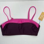 Kona Sol Burgundy Pink Colorblock Square Neck Bandeau Swim Top Size Medium NWT Photo 10