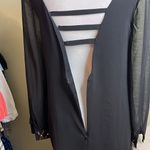 SYLK Black long sheer sleeve 3 straps open back mini dress Photo 13