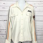 Harley Davidson  Stripe Sleeve Button Up Shirt Shacket Women’s Size Large Photo 1