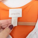 Chico's Women Blouse Size M Orange Crochet Embroidered Boho Chic Coastal Artsy Photo 4