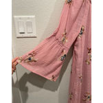 Anthropologie FIG AND FLOWER Embroidered Pink 3/4 Sleeve Mini Dress Photo 2