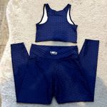 Booty By Brabants  Croco Skin Leggings Sports Bra Matching Set Navy Blue Large Photo 1