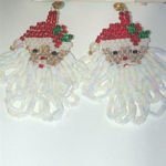 Santa Christmas Holiday Vintage Seed Bead Beaded Boho Pierced Earrings Photo 4