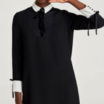 ZARA Black and White mini Dress with contrasting white ribbons too size large Photo 0