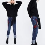 ZARA NWT  embroidered cigarette jeans‎ Photo 1