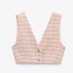 ZARA  CROPPED WAISTCOAT WITH RHINESTONE BUTTON Size Medium NWT Photo 6