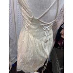 Cream Lace Halter Neck Mini Dress with Criss Cross Back White Size undefined Photo 6