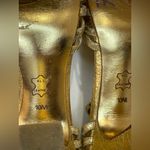 Tory Burch  Vintage Metallic Gold Leather Deco Style Heels Size 10‎ M Photo 11