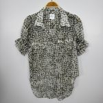 MISA Los Angeles  Blouse Size Small‎ Green Floral Sheer Ruffle Sleeve Button Top Photo 1