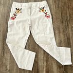 Loft  Marisa Style Ankle/Capri Pants In Floral Design, Cream Colored, Size 10 Photo 3