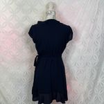 Aritzia Sunday Best Ruffle Wrap Chiffon Navy Mini Dress Size 2 Blue Photo 6