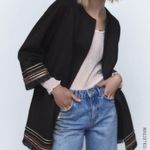 ZARA Combination Faux Suede Embroidered Jacket Cardigan Size Med Photo 14