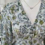 7 For All Mankind Floral Green and Blue Women's Top Size XS Photo 4