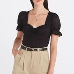 1. State  Women's Puff Sleeve Cinched Front Sweetheart Top In Black Photo 1
