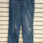 Risen  Jeans High Rise Button Fly Distressed Frayed Raw Hem Stretchy Size 13/31 Photo 0
