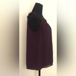Loft - Brown tank top with ruffle on the neckline Size M Photo 2