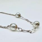 Handmade  Faux Pearl Necklace Silver Tone Chain 18” Photo 7
