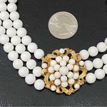 Unsigned Vintage 50’s Victorian Style Triple Stand Milkglass Choker Necklace Photo 5
