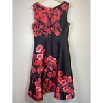 Talbots  Black and Red‎ Fit and Flare 10 A -Line Midi Dress Party Office Retro Photo 3