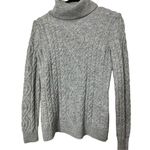 Vintage Carole Little Turtleneck Sweater Merino Wool Blend Cable knit Gray sz S Photo 1