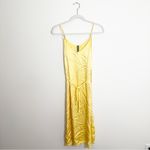 Raquel Allegra Slip Midi Dress Yellow Satin Size Small/4 Photo 1