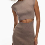 Aritzia Wilfred Ribbed Knit Cutout Mini Dress Brown XS Photo 0