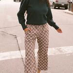 ALBION FIT Audrey Brown Checkered Wide Leg Pants Photo 0