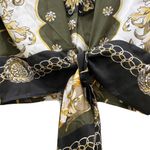 Soho NYC Green/Gold Scarf Print Front Tie Blouse S Photo 14