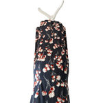 Tory Burch Navy Gray Floral MIDI Dress Size 10 Photo 1