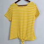 Old Navy Sz M Sunny Yellow & White Striped Knit Top Tie At Waist Cute! Photo 0