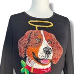 Vintage Michael Simon Dog Angel Holiday Loop Yarn Black Knit Top Medium Festive Photo 1