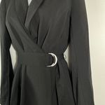 H&M Black Blazer Style Belted Waist Long Sleeve Romper Jumpsuit Size 2 Business Photo 2