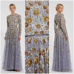 Mac Duggal  5533 Platinum Embellished High Neck Long Sleeve A Line Gown Dress Photo 2