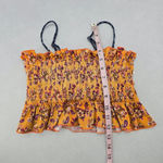 Yellow Floral Crop Smock Boho Tube Ruffle Y2K Bikini Bralette Swim Top M Medium Photo 4